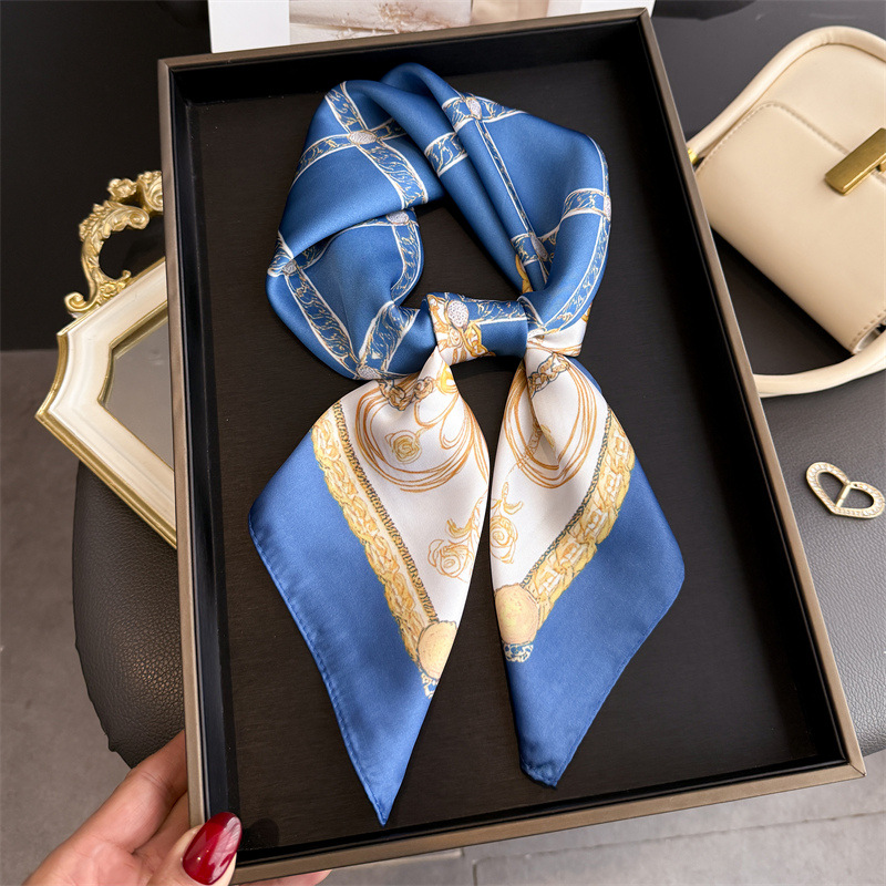 Blue Classic Chain Print Squar - Silk Scarf Square 评论和价格