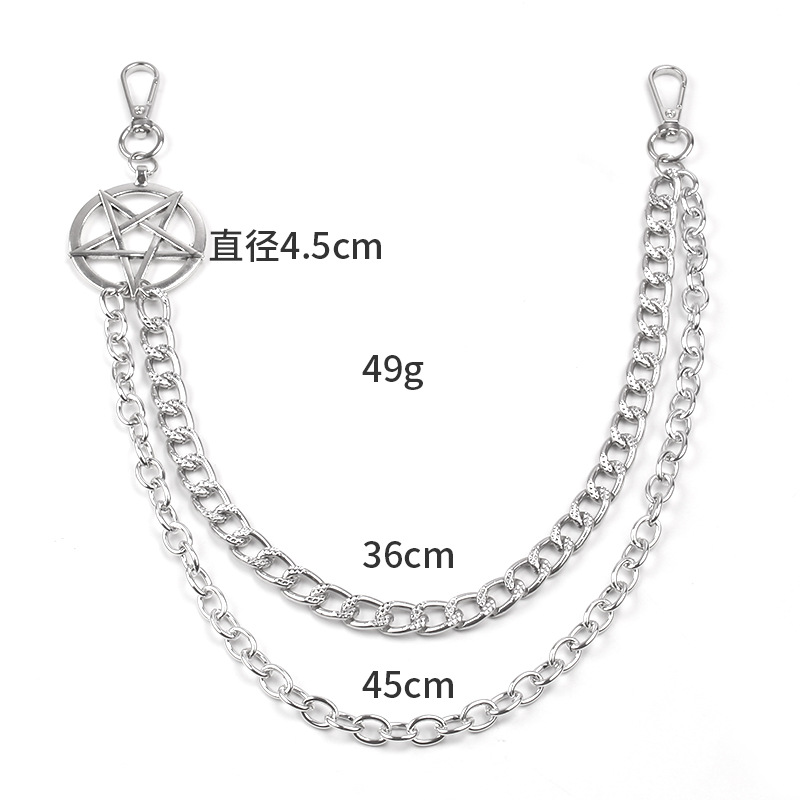 Punk Metal Chain Pentagram Key - Women'S Emo Accessories 评论和价格