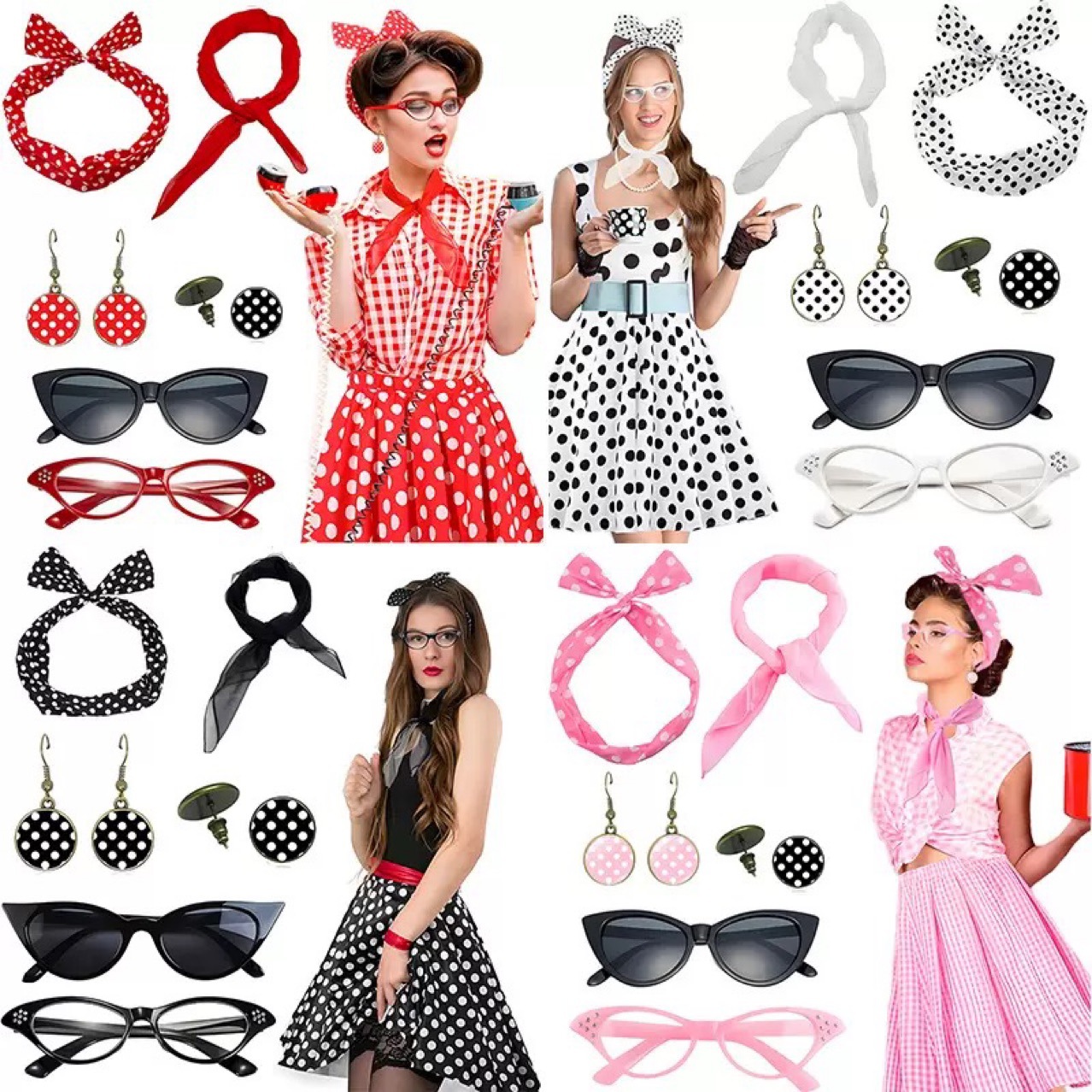 1950s Retro Hippie Party Women - Women'S Accessories In The 1950S 评论和价格