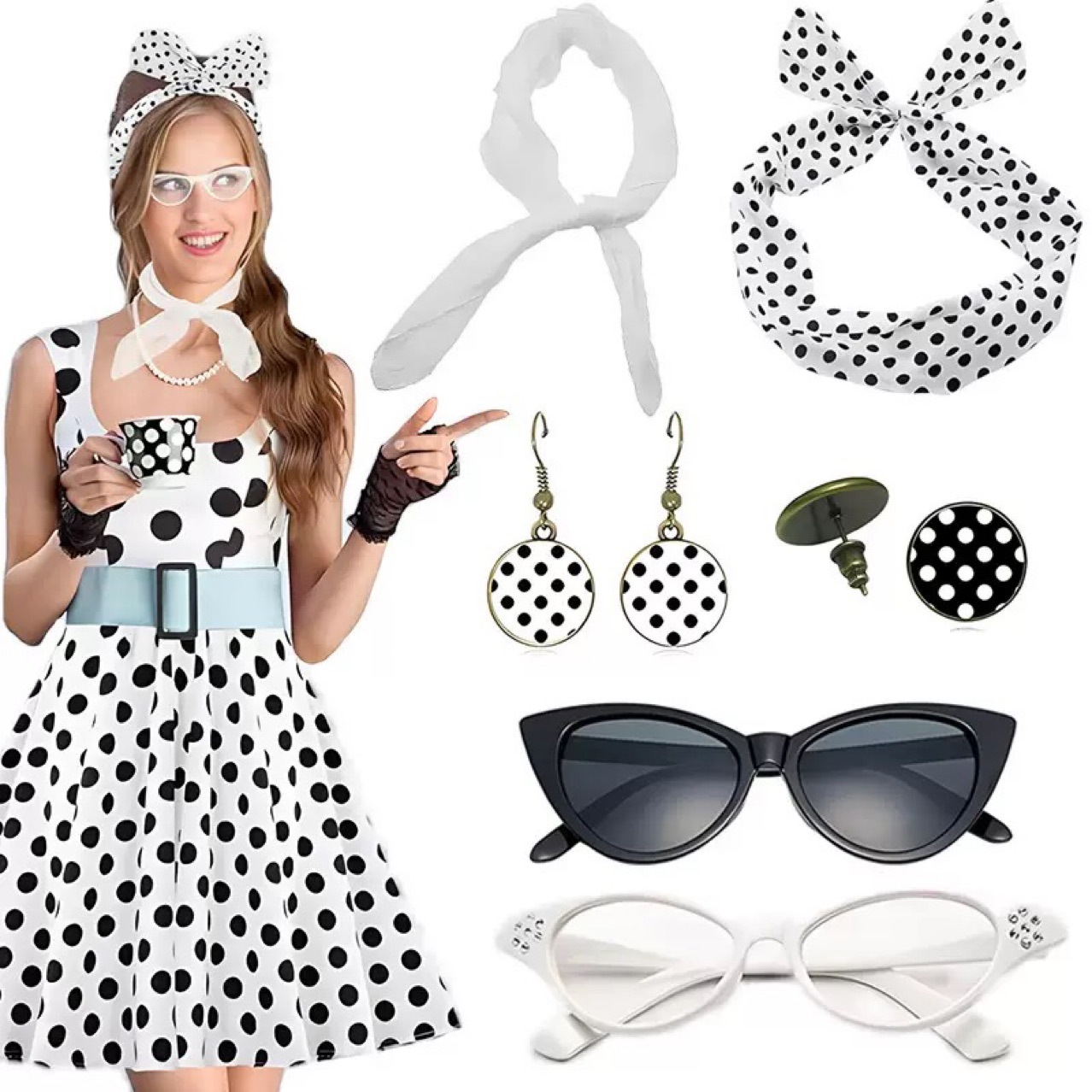 1950s Retro Hippie Party Women - Women'S Accessories In The 1950S 评论和价格