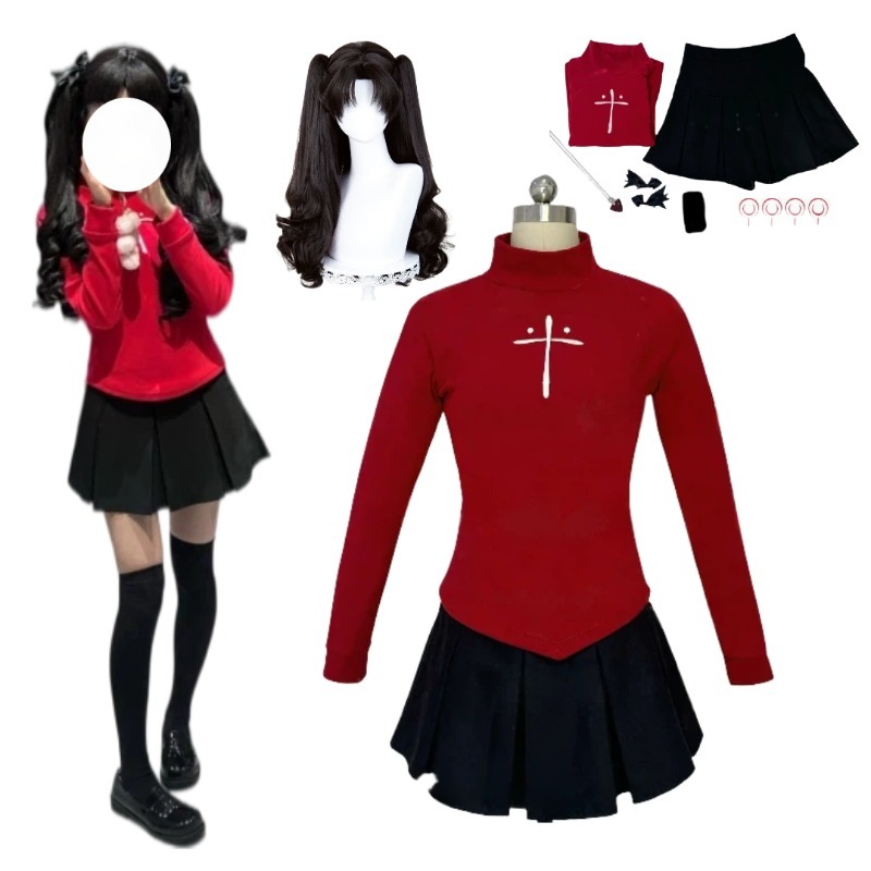 Anime Tohsaka Rin Cosplay Cost - Women'S Red Accessories 评论和价格
